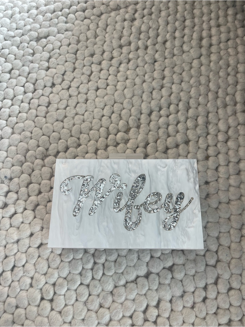 Wifey Bridal Purse Clutch White Marble